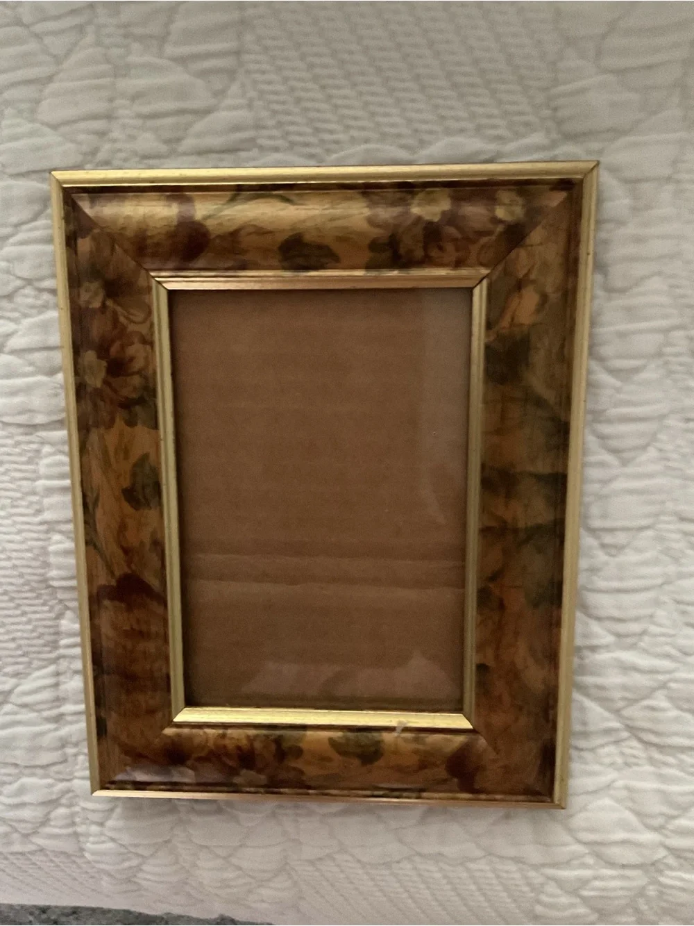 Gold-Trim Floral Accent Picture Frame